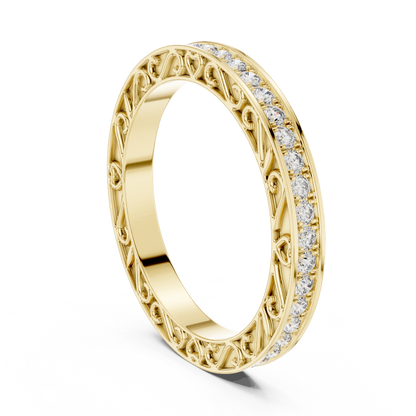 Round Cut Lab Grown Diamond Ring in Yellow Gold