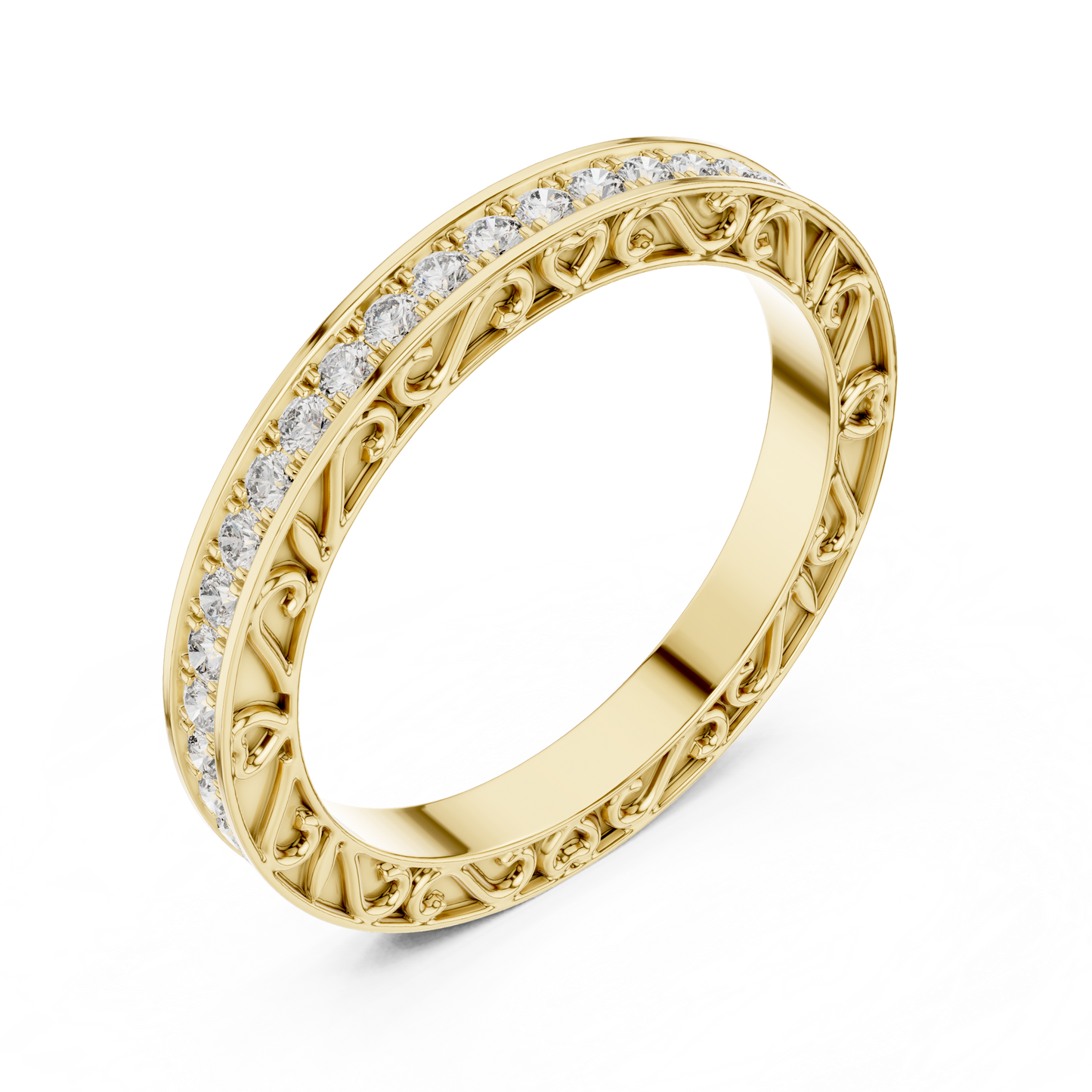 Round Cut Lab Grown Diamond Ring in Yellow Gold