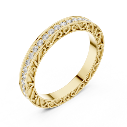 Round Cut Lab Grown Diamond Ring in Yellow Gold