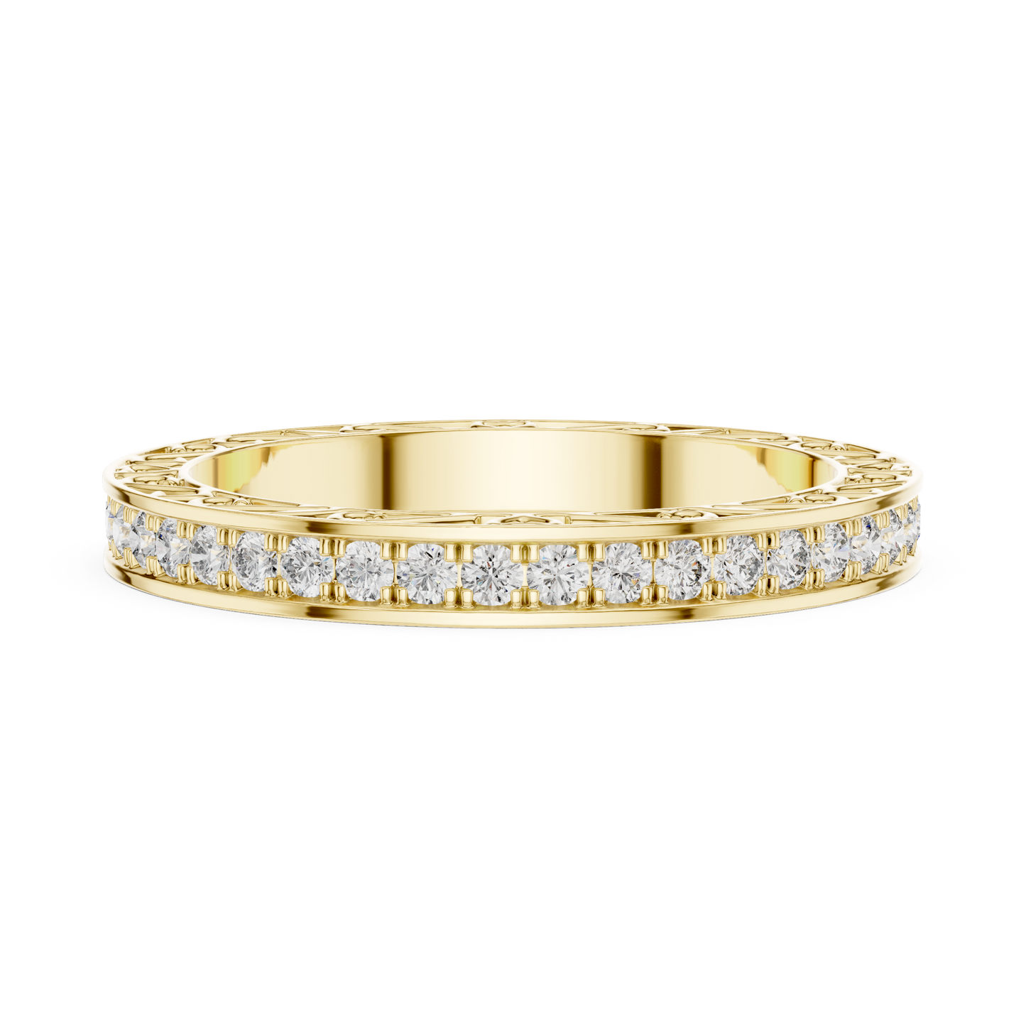Round Cut Lab Grown Diamond Ring in Yellow Gold