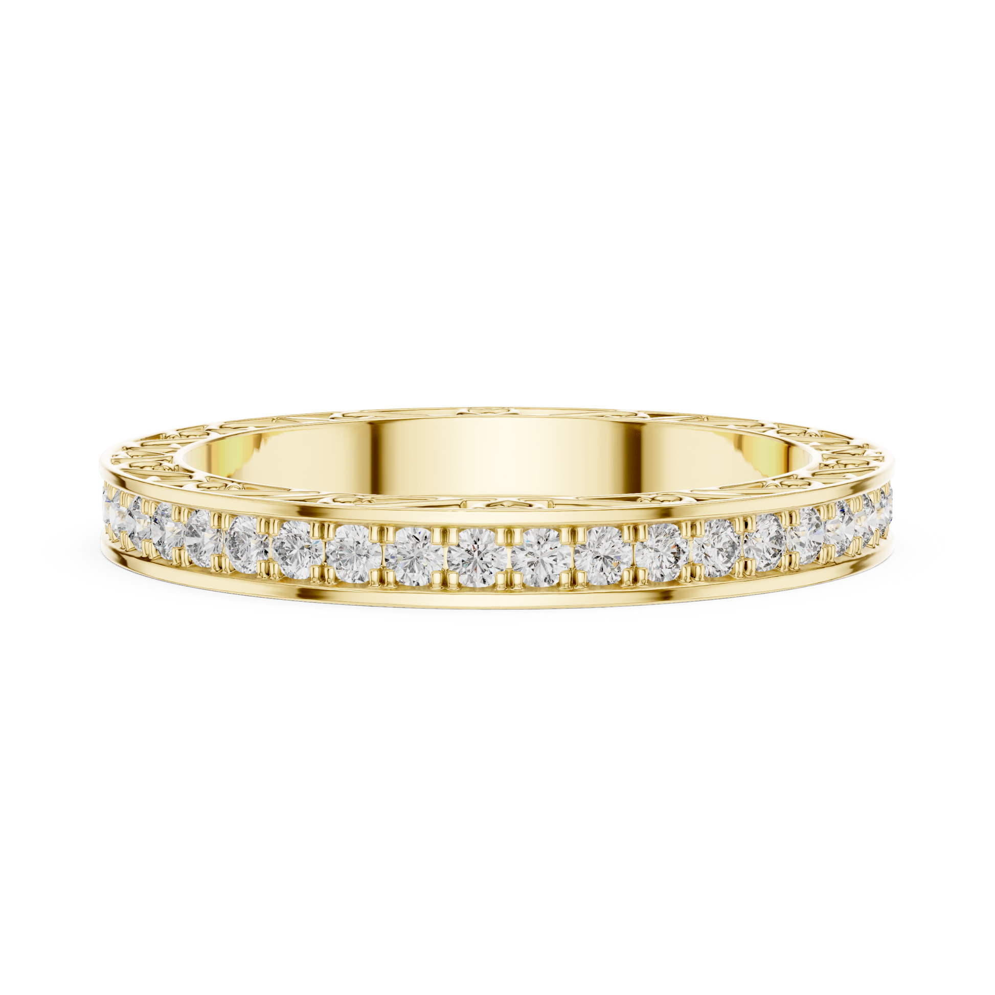 Round Cut Lab Grown Diamond Ring in Yellow Gold
