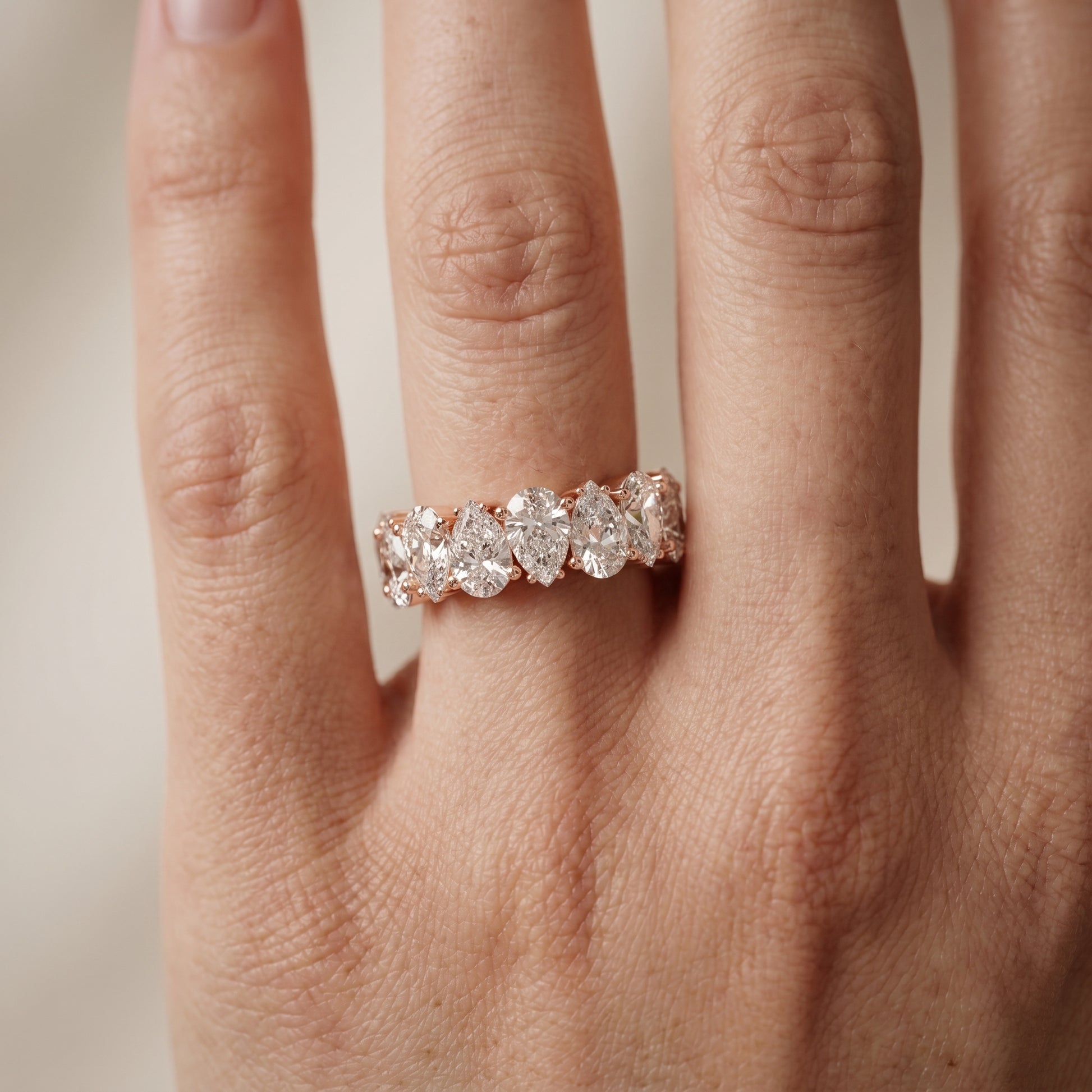 Pear Cut Lab Grown Diamond Ring in Rose Gold