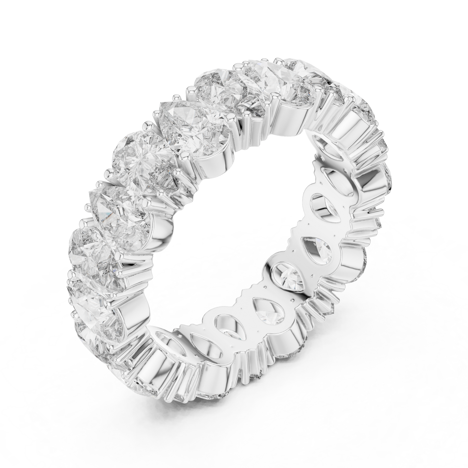 Pear Cut Lab Grown Diamond Ring in Silver