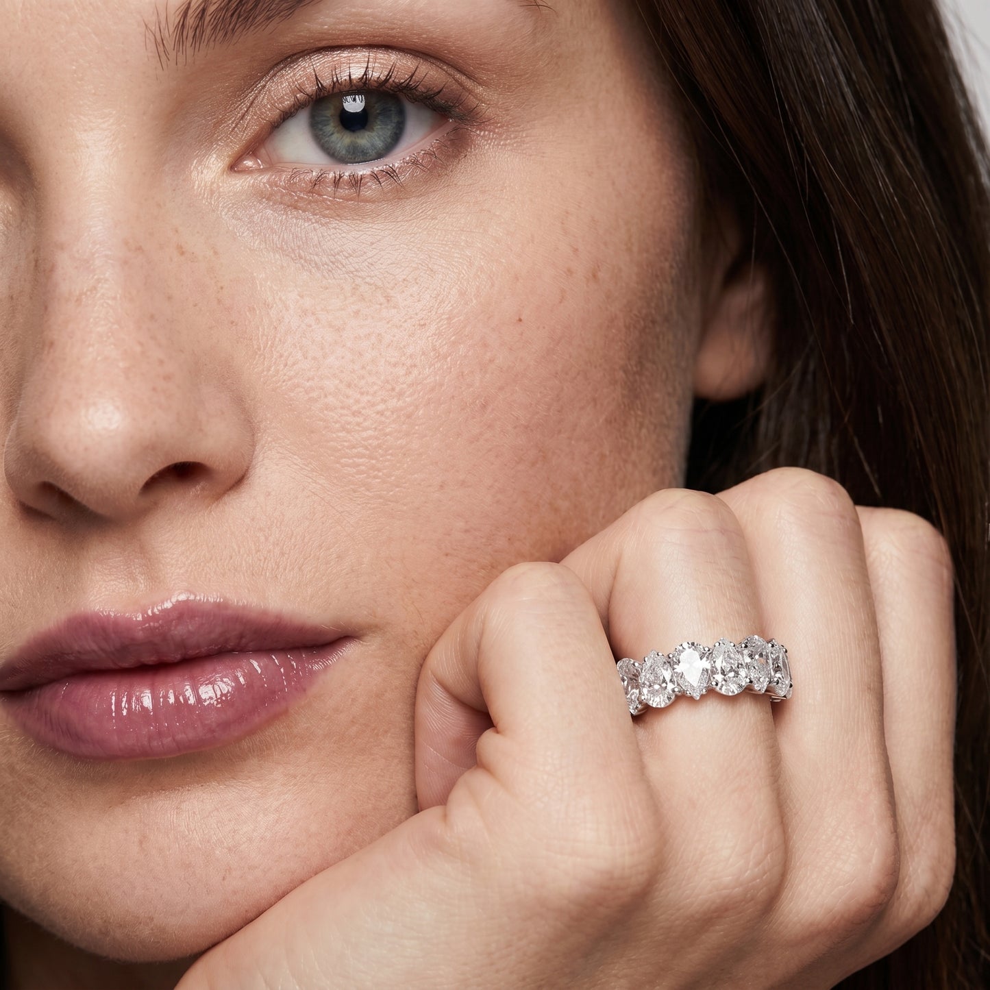 Pear Cut Lab Grown Diamond Ring in Platinum