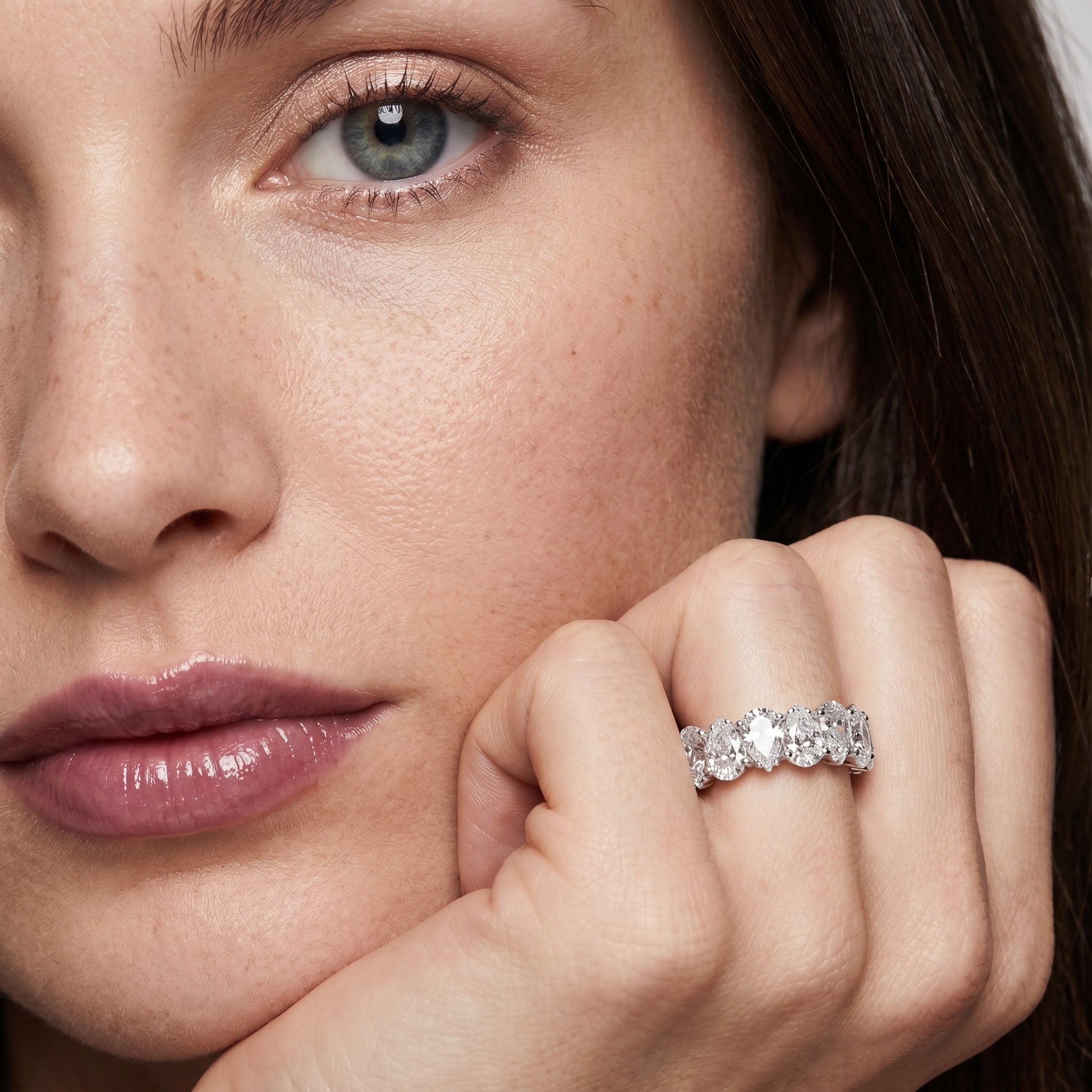 Pear Cut Lab Grown Diamond Ring in Platinum