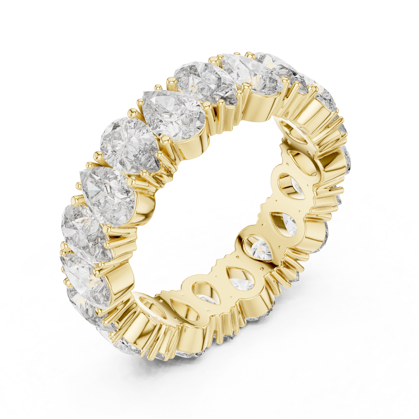 Pear Cut Lab Grown Diamond Ring in Yellow Gold