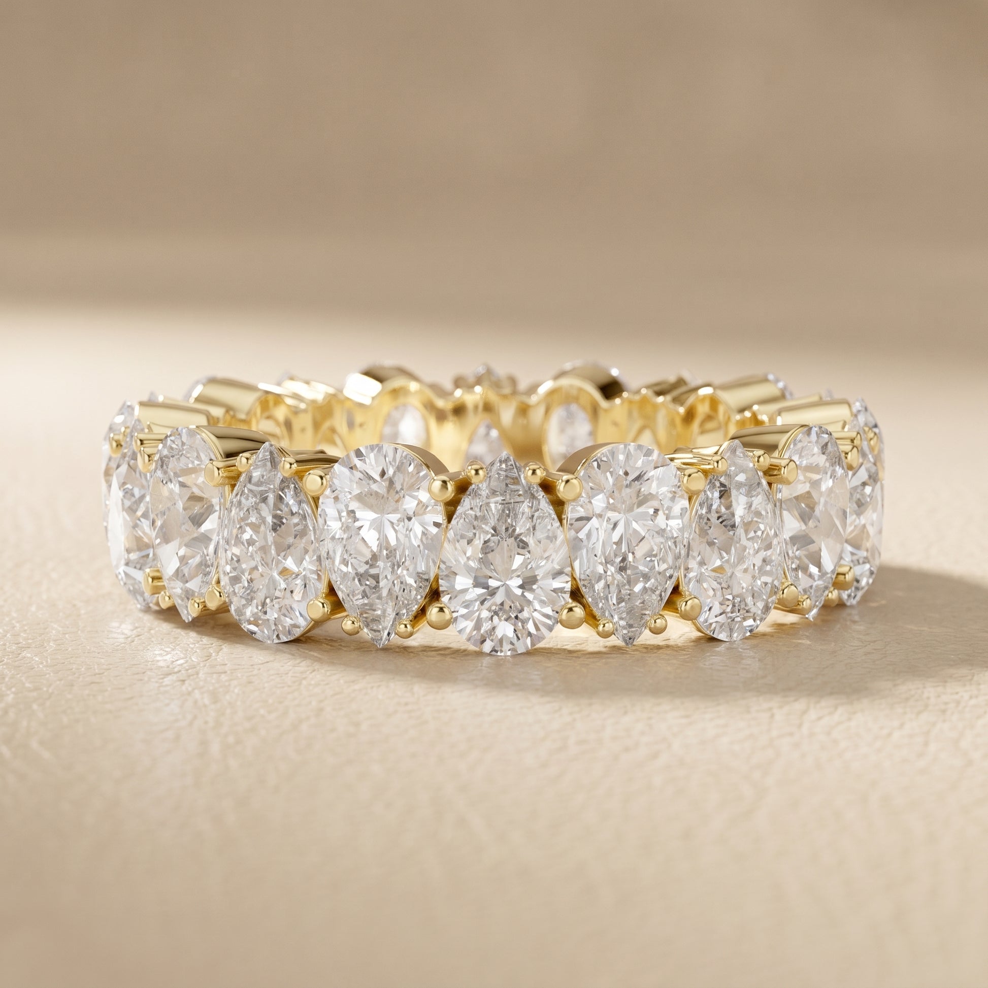 Pear Cut Lab Grown Diamond Ring in Yellow Gold