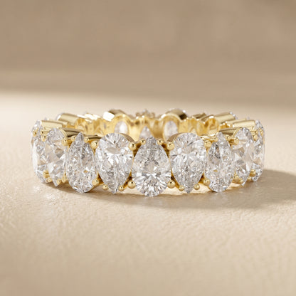 Pear Cut Lab Grown Diamond Ring in Yellow Gold