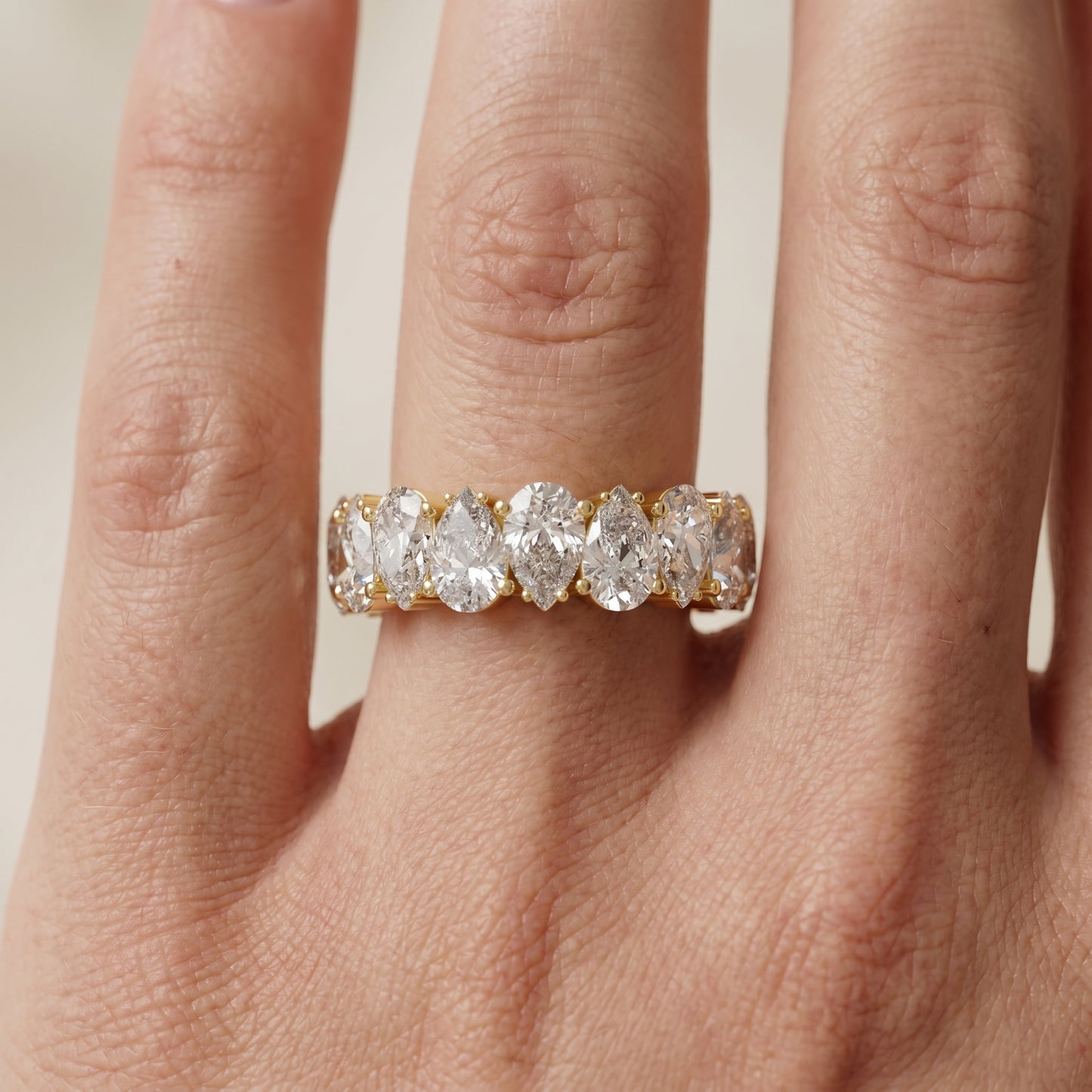 Pear Cut Lab Grown Diamond Ring in Yellow Gold