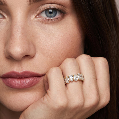 Pear Cut Lab Grown Diamond Ring in Yellow Gold