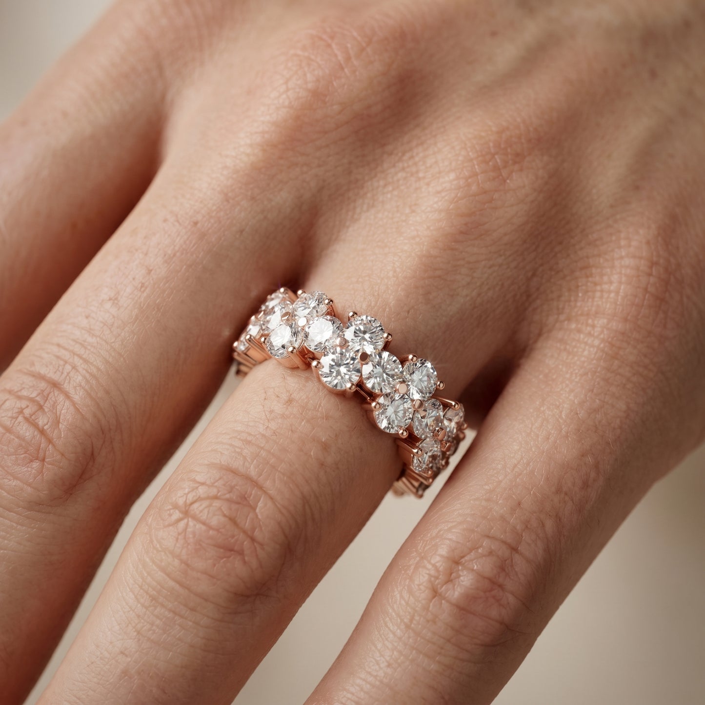 Round Cut Lab Grown Diamond Ring in Rose Gold