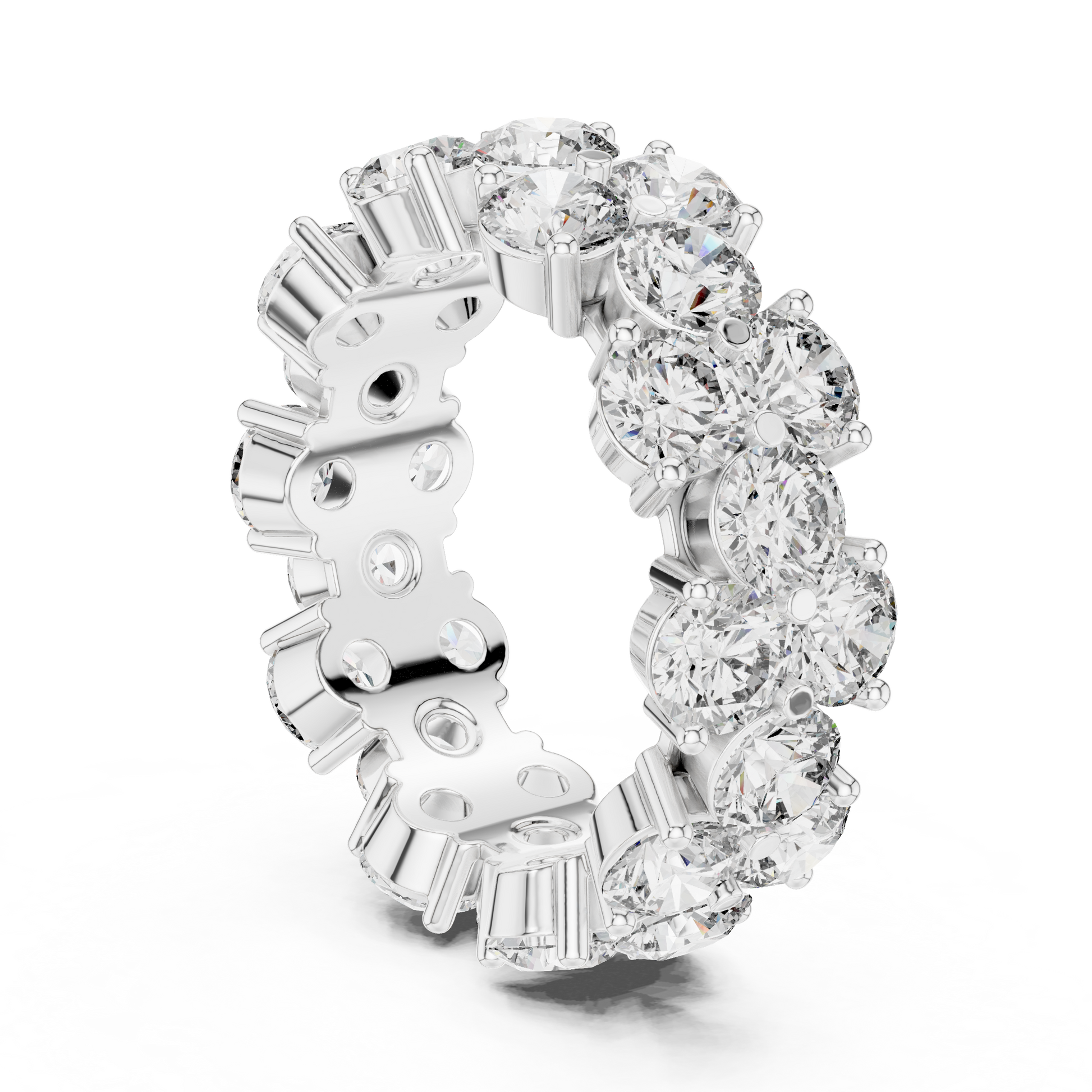 Round Cut Lab Grown Diamond Ring in Silver