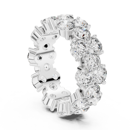 Round Cut Lab Grown Diamond Ring in Silver
