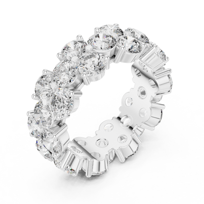 Round Cut Lab Grown Diamond Ring in Silver