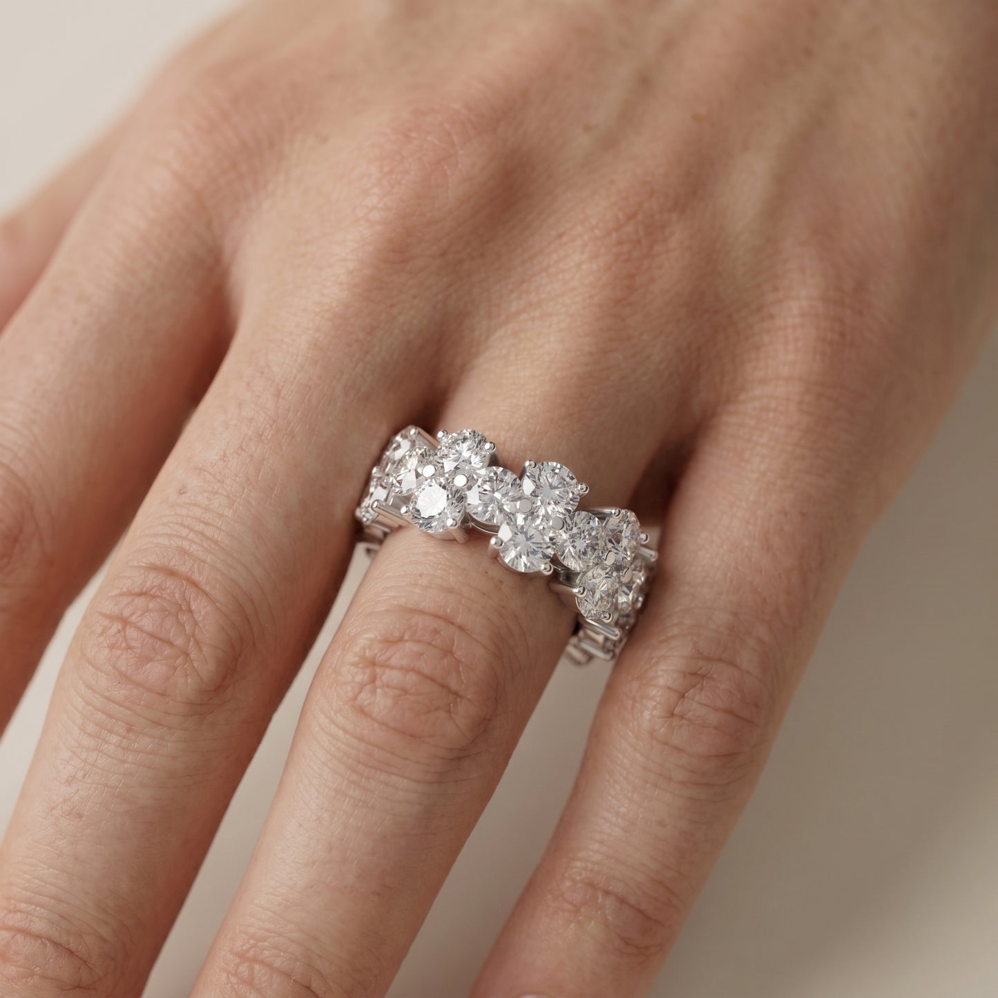 Round Cut Lab Grown Diamond Ring in Silver