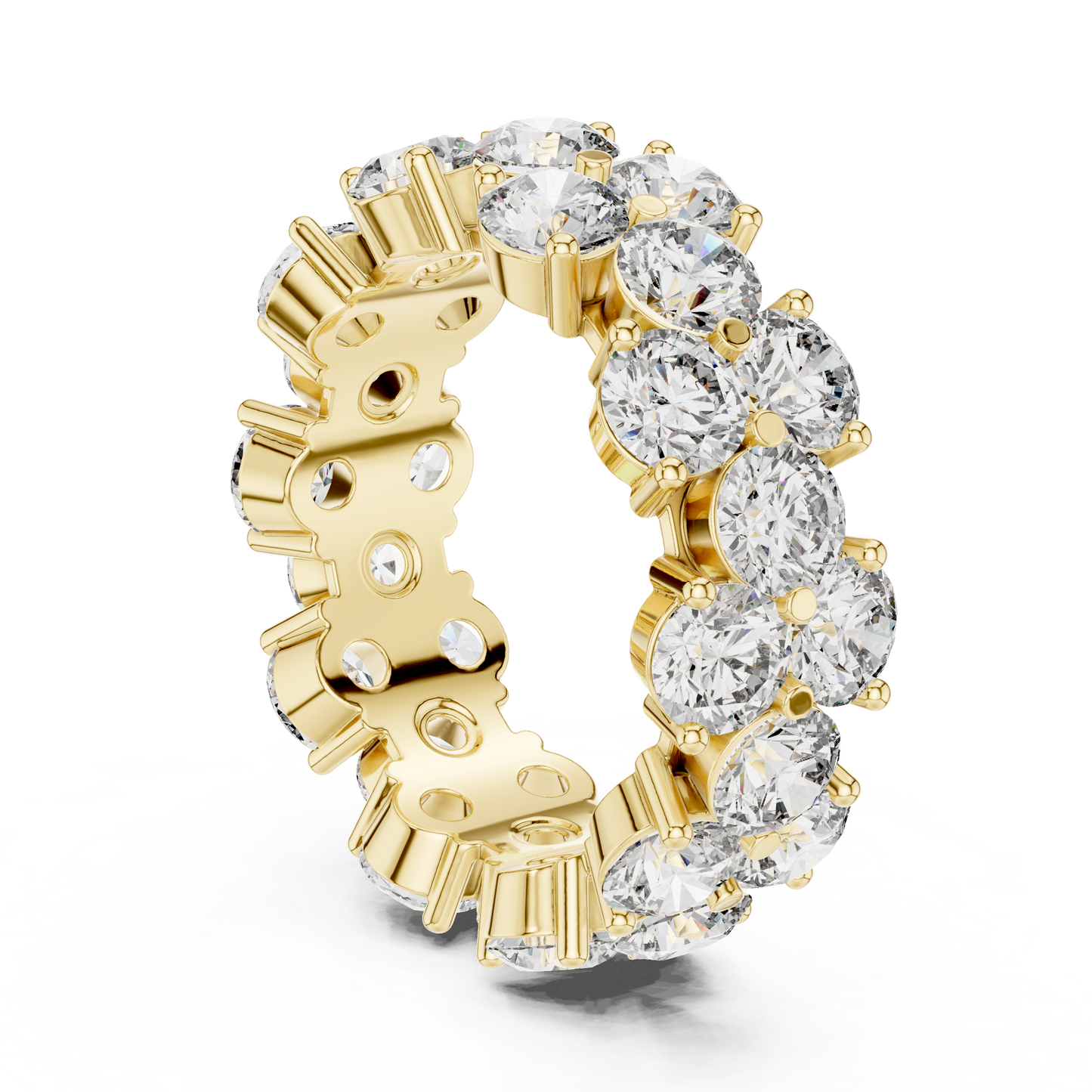 Round Cut Lab Grown Diamond Ring in Yellow Gold