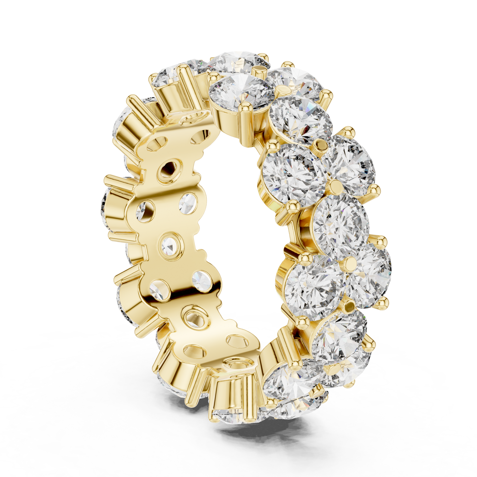 Round Cut Lab Grown Diamond Ring in Yellow Gold