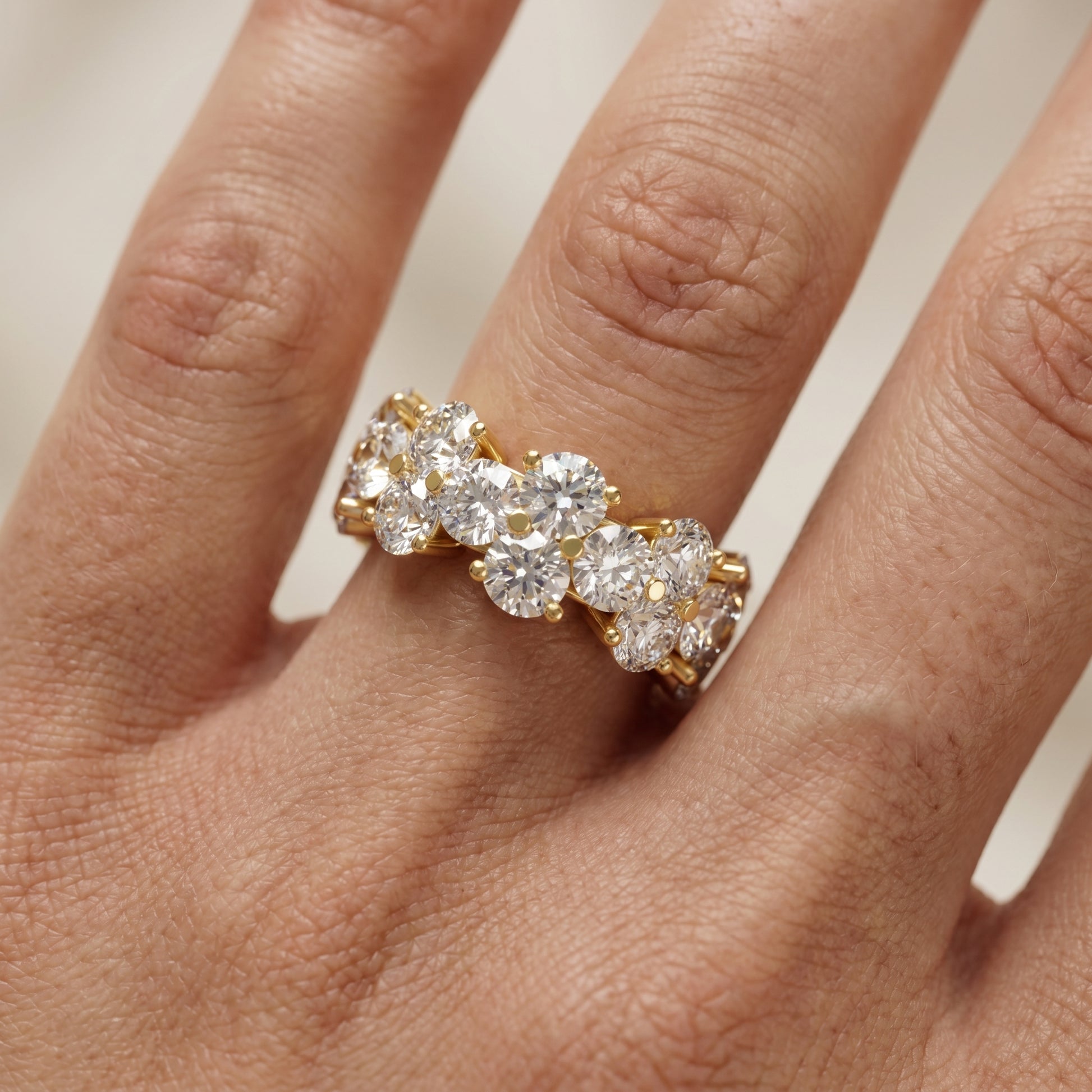 Round Cut Lab Grown Diamond Ring in Yellow Gold