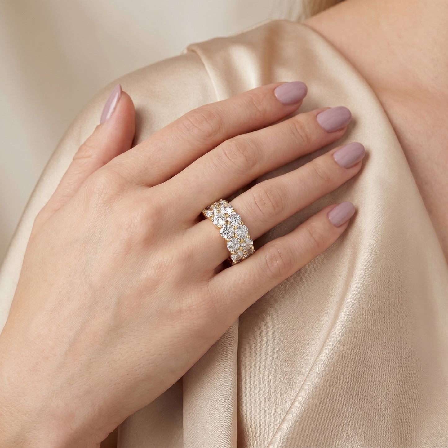 Round Cut Lab Grown Diamond Ring in Yellow Gold