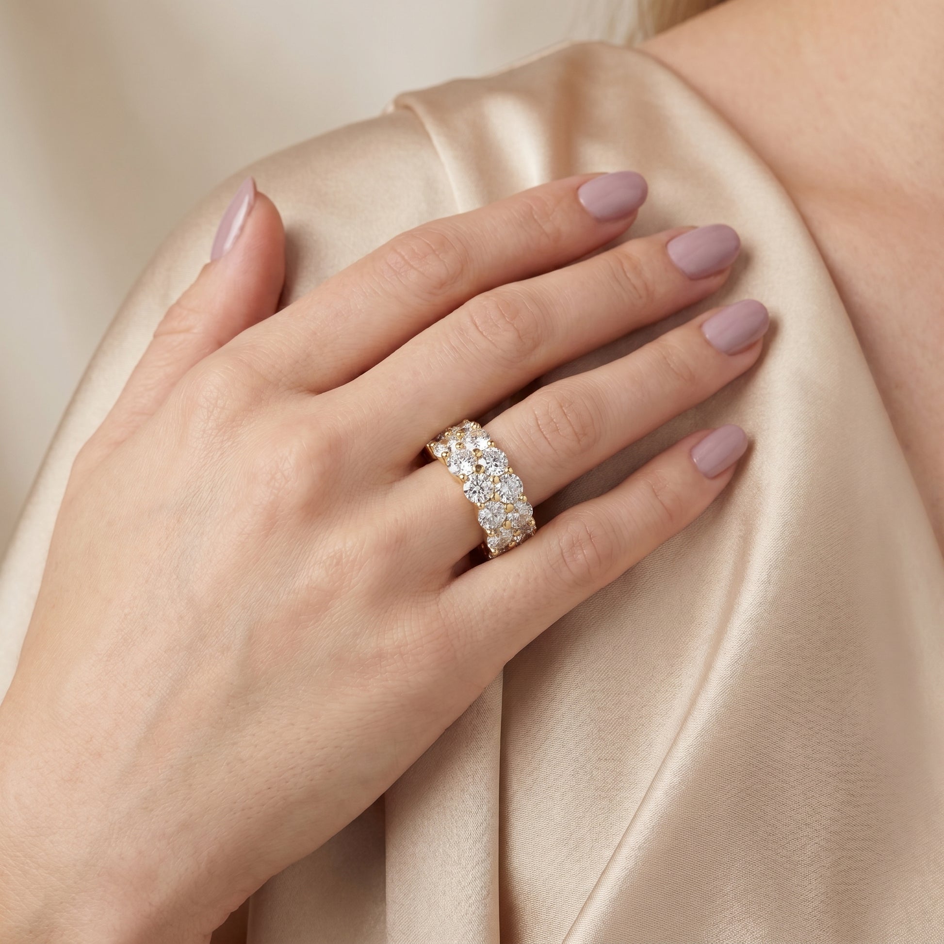 Round Cut Lab Grown Diamond Ring in Yellow Gold