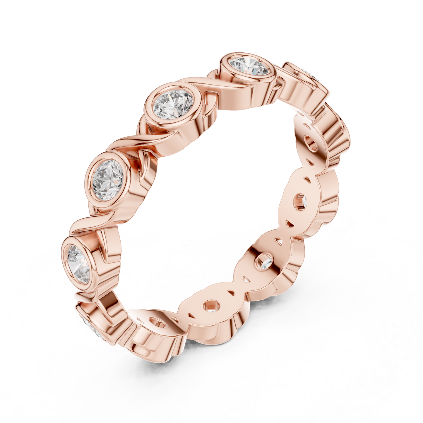 Round Cut Lab Grown Diamond Ring in Rose Gold