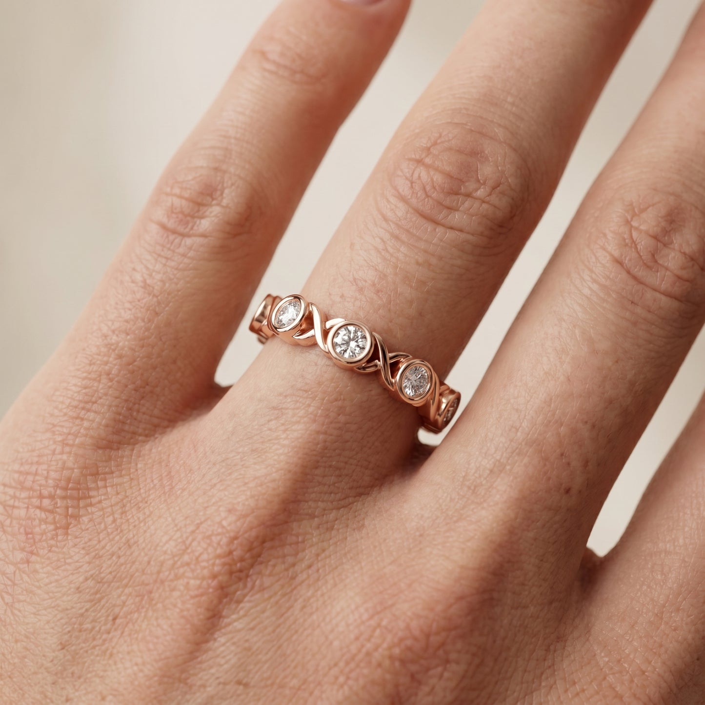 Round Cut Lab Grown Diamond Ring in Rose Gold