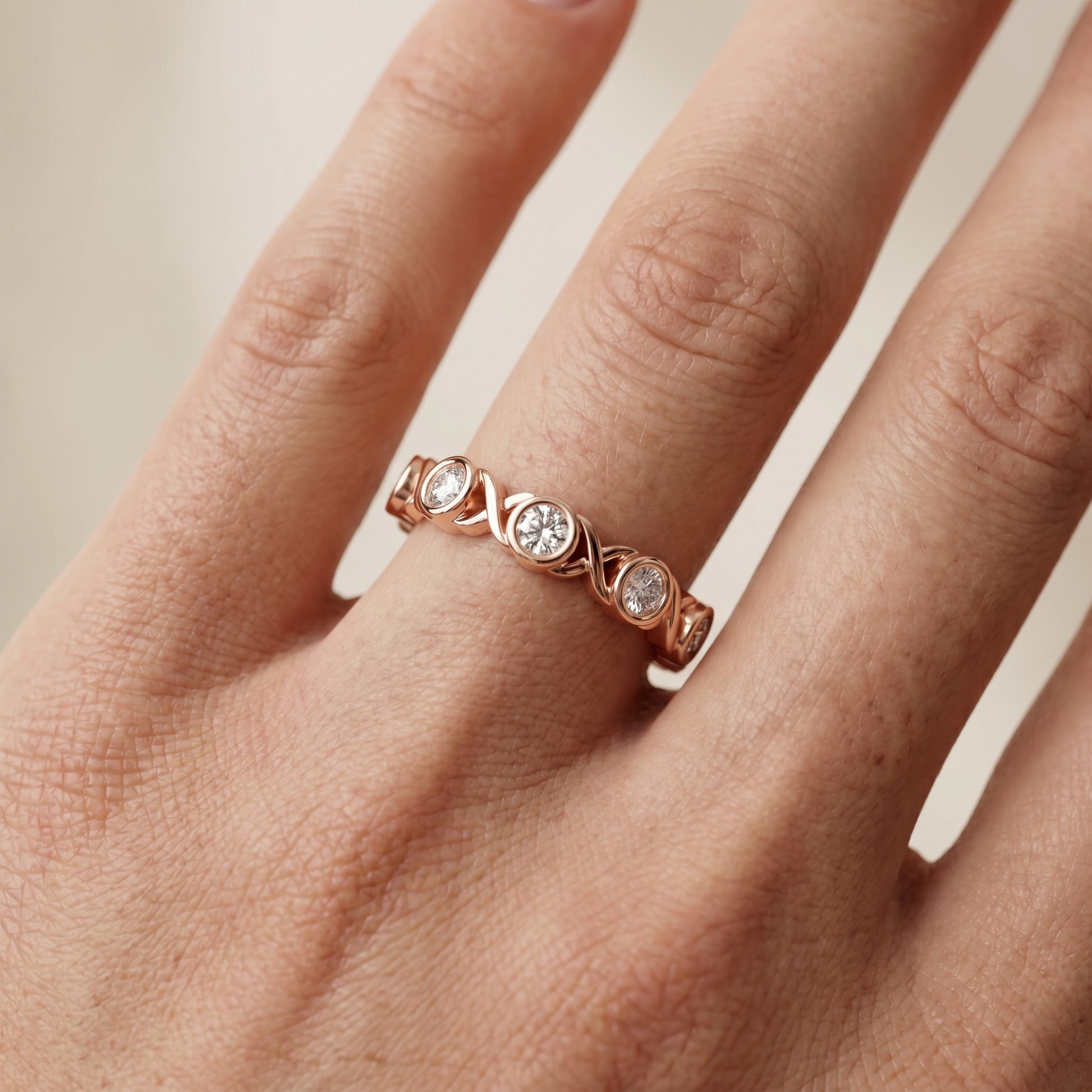 Round Cut Lab Grown Diamond Ring in Rose Gold