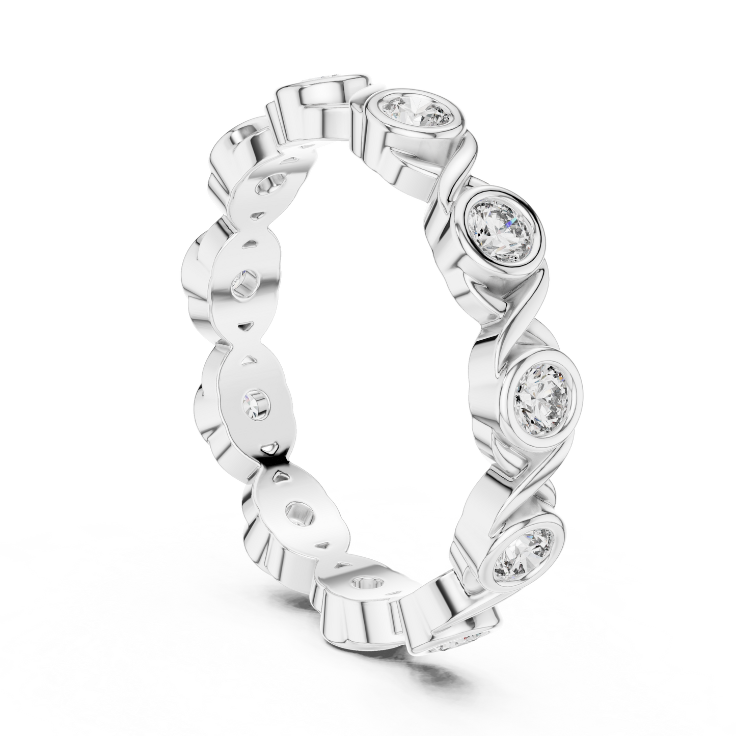 Round Cut Lab Grown Diamond Ring in White Gold