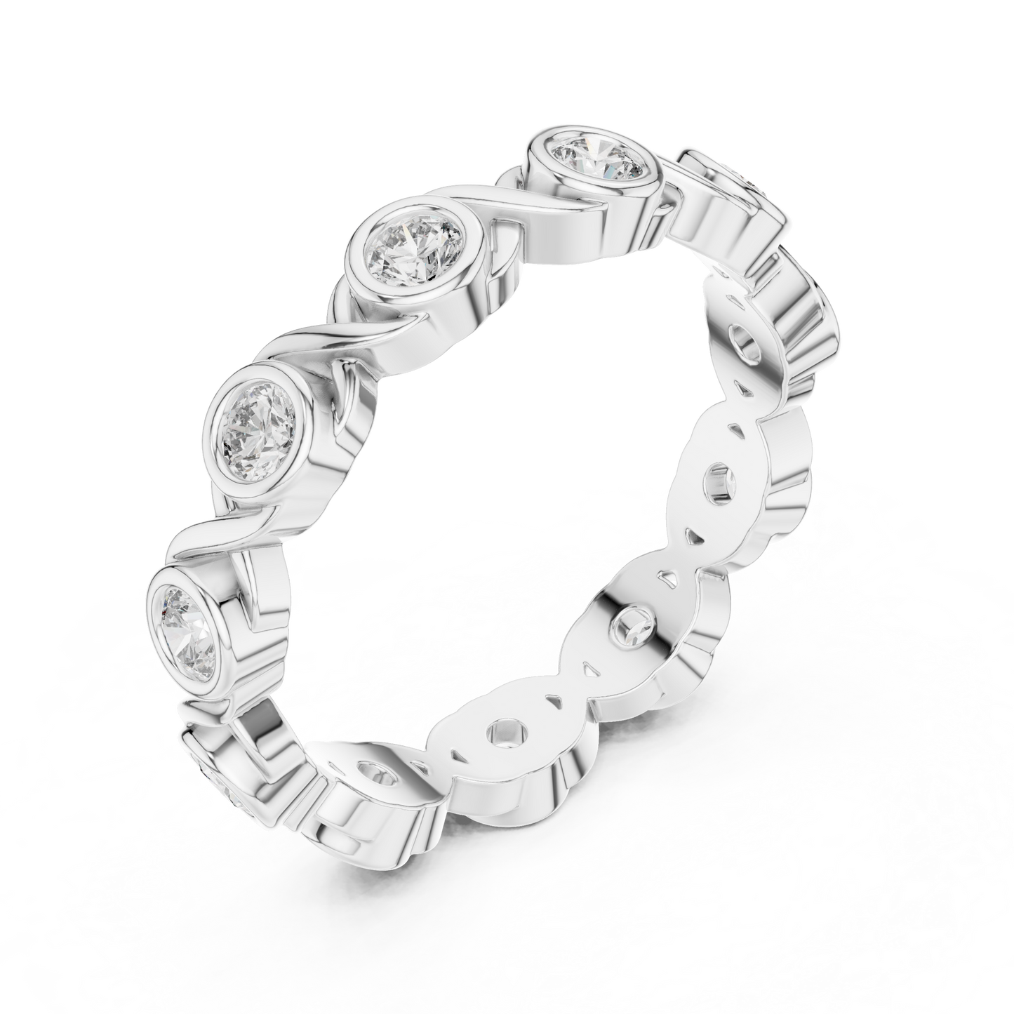 Round Cut Lab Grown Diamond Ring in Silver