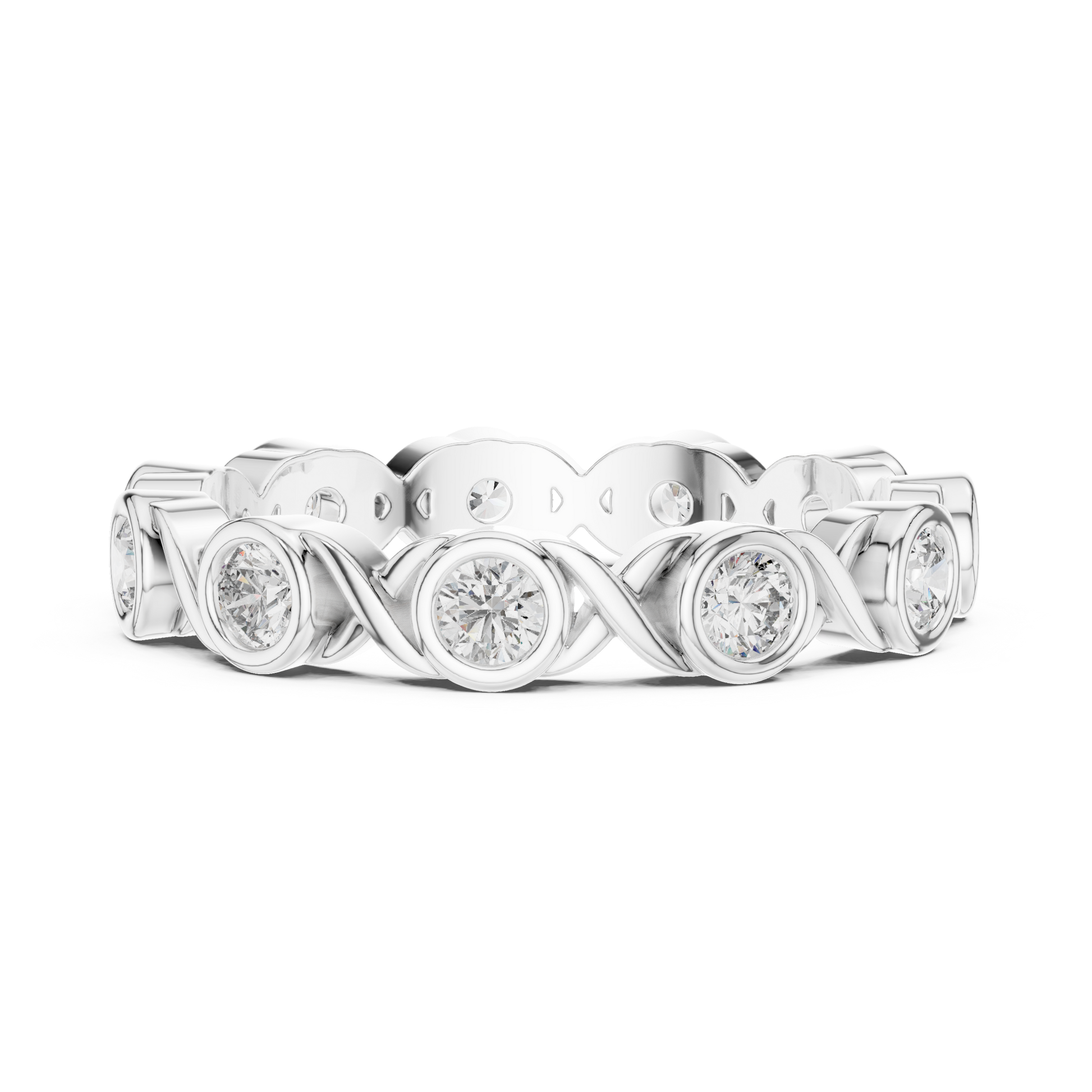 Round Cut Lab Grown Diamond Ring in White Gold