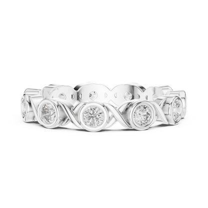 Round Cut Lab Grown Diamond Ring in White Gold