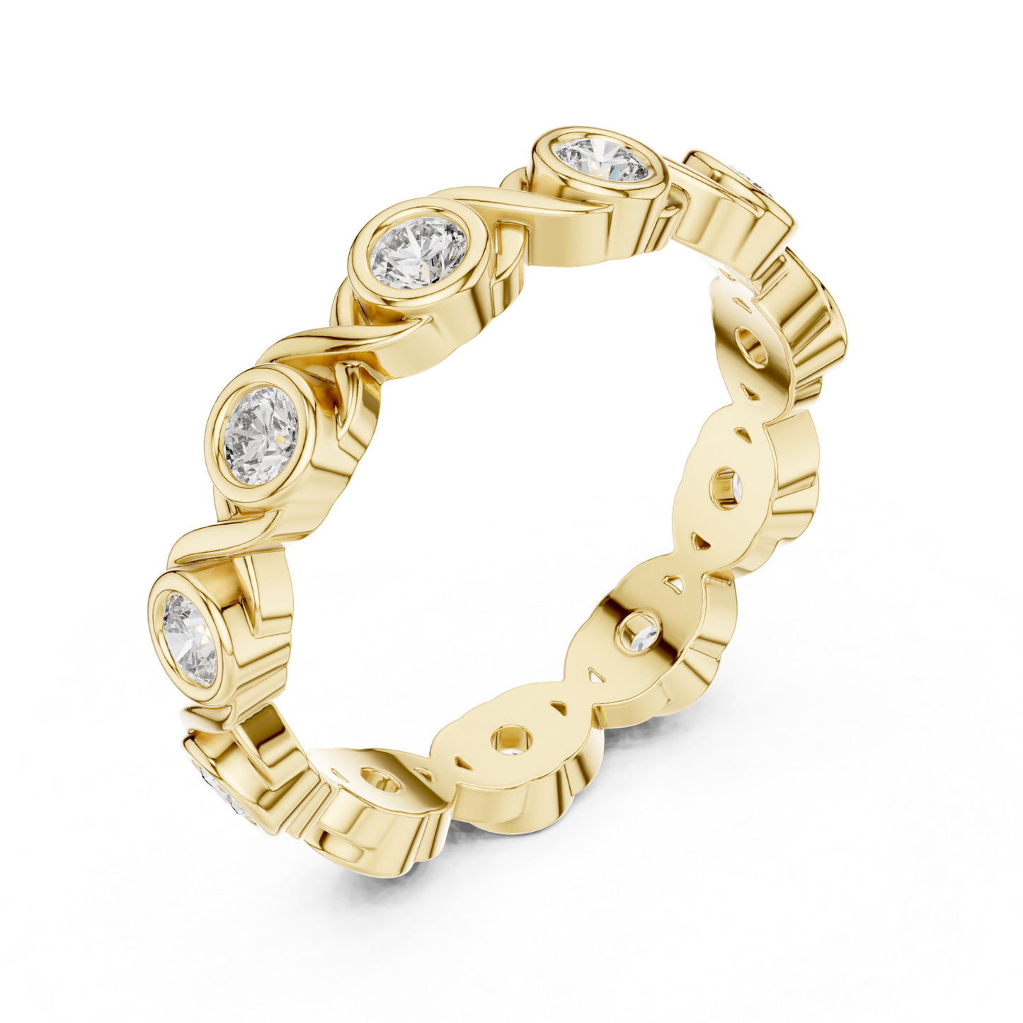 Round Cut Lab Grown Diamond Ring in Yellow Gold