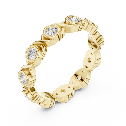 Round Cut Lab Grown Diamond Ring in Yellow Gold