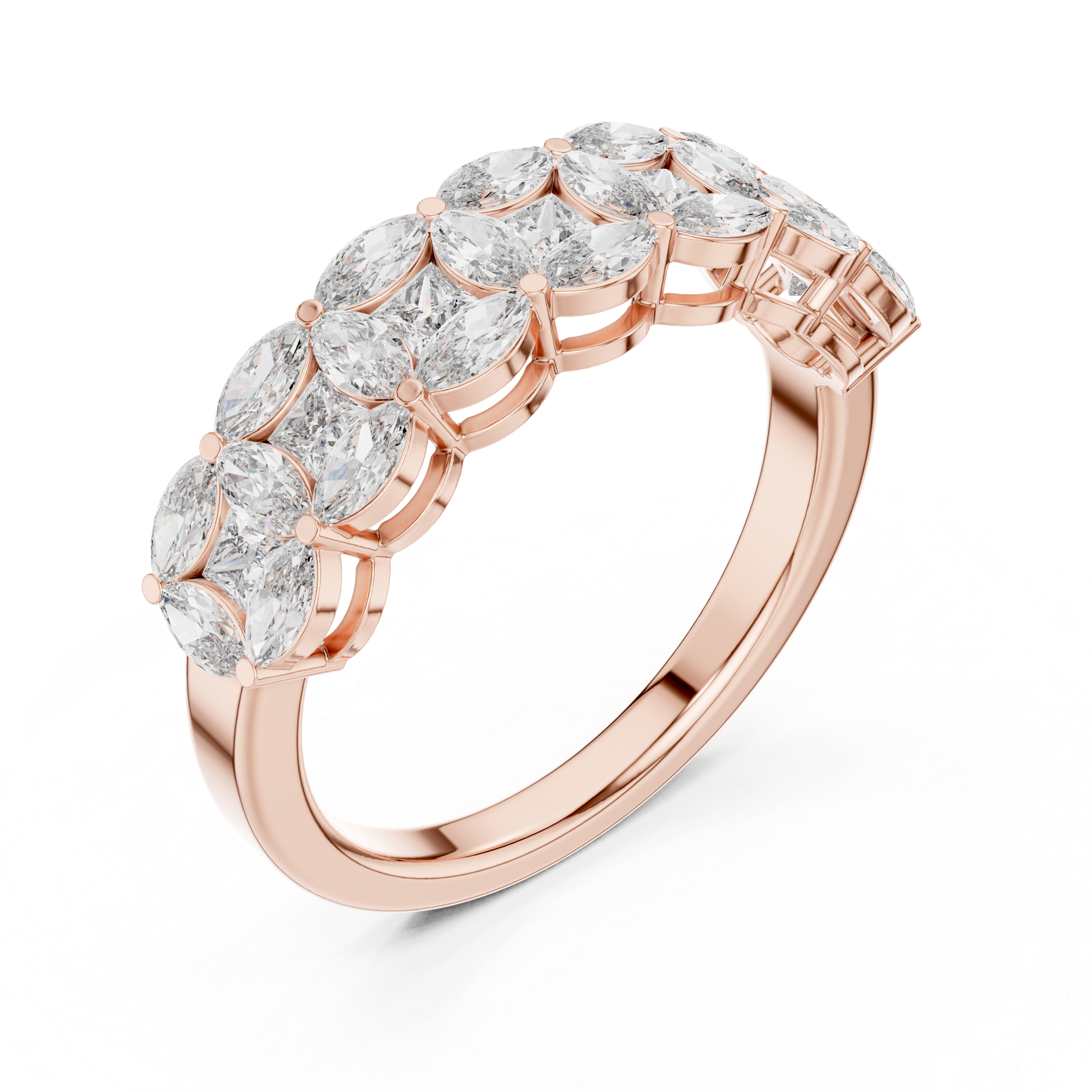 Marquise Princess Cut Lab Grown Diamond Ring in Rose Gold