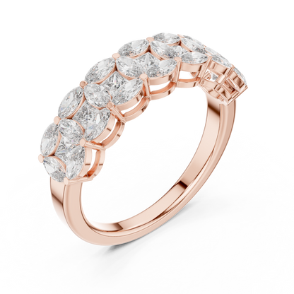 Marquise Princess Cut Lab Grown Diamond Ring in Rose Gold