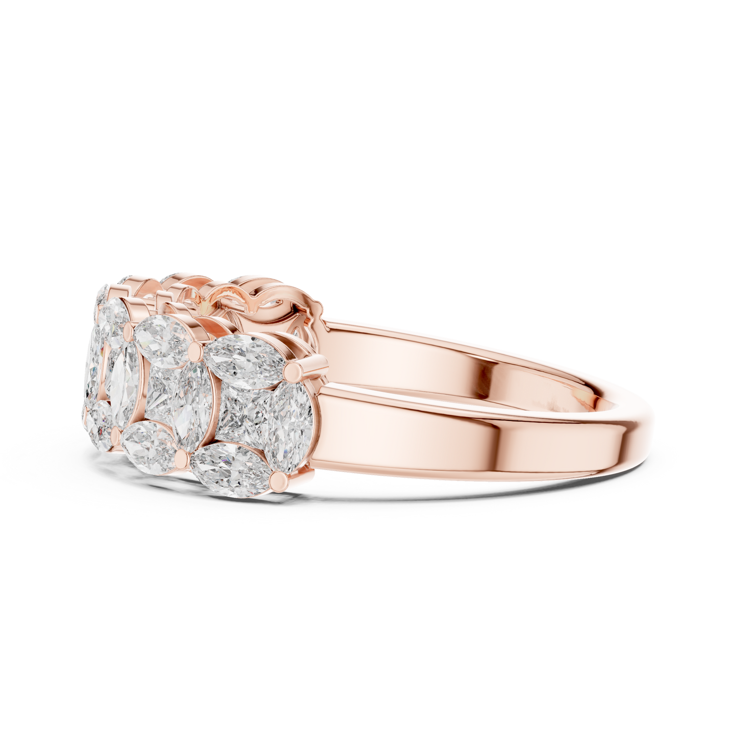 Marquise Princess Cut Lab Grown Diamond Ring in Rose Gold