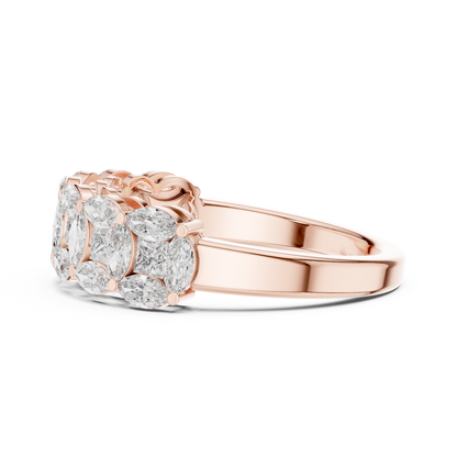 Marquise Princess Cut Lab Grown Diamond Ring in Rose Gold