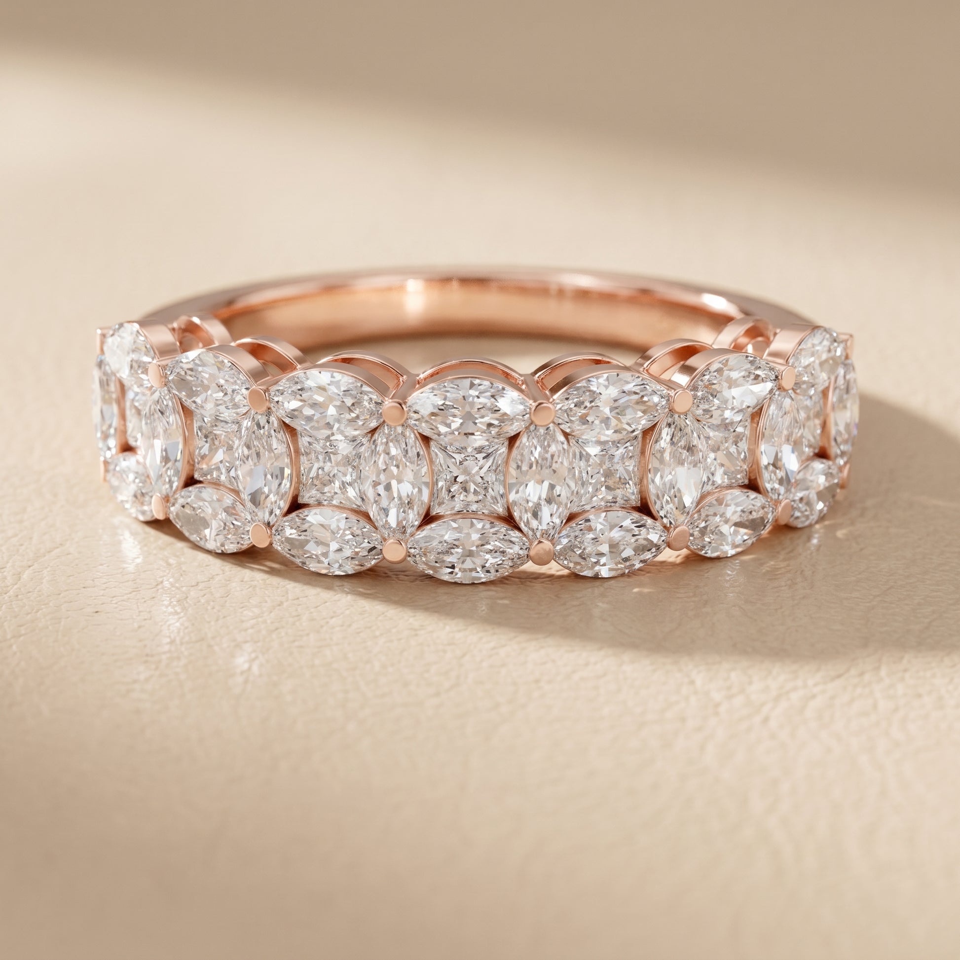 Marquise Princess Cut Lab Grown Diamond Ring in Rose Gold