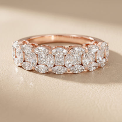 Marquise Princess Cut Lab Grown Diamond Ring in Rose Gold