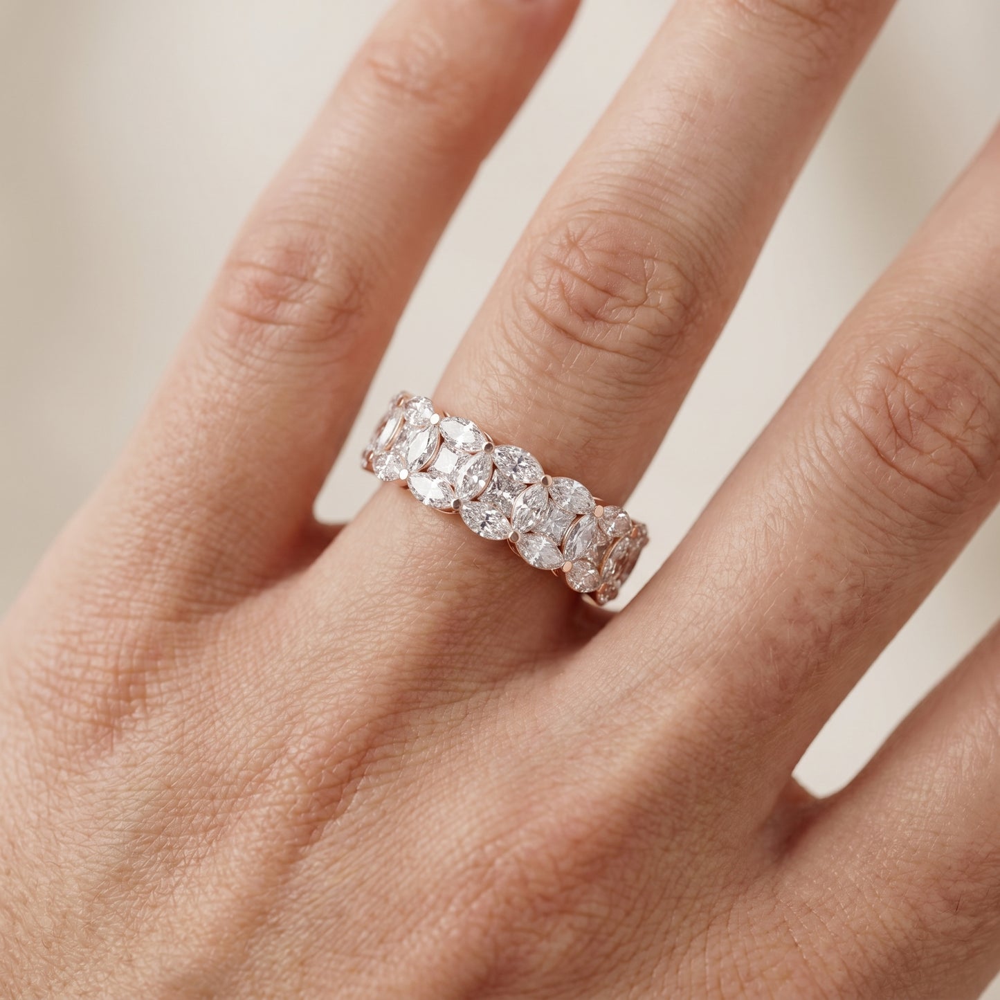 Marquise Princess Cut Lab Grown Diamond Ring in Rose Gold