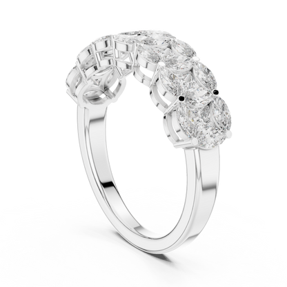 Marquise Princess Cut Lab Grown Diamond Ring in White Gold