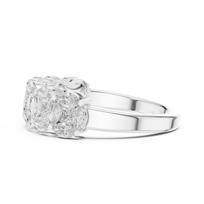 Marquise Princess Cut Lab Grown Diamond Ring in White Gold