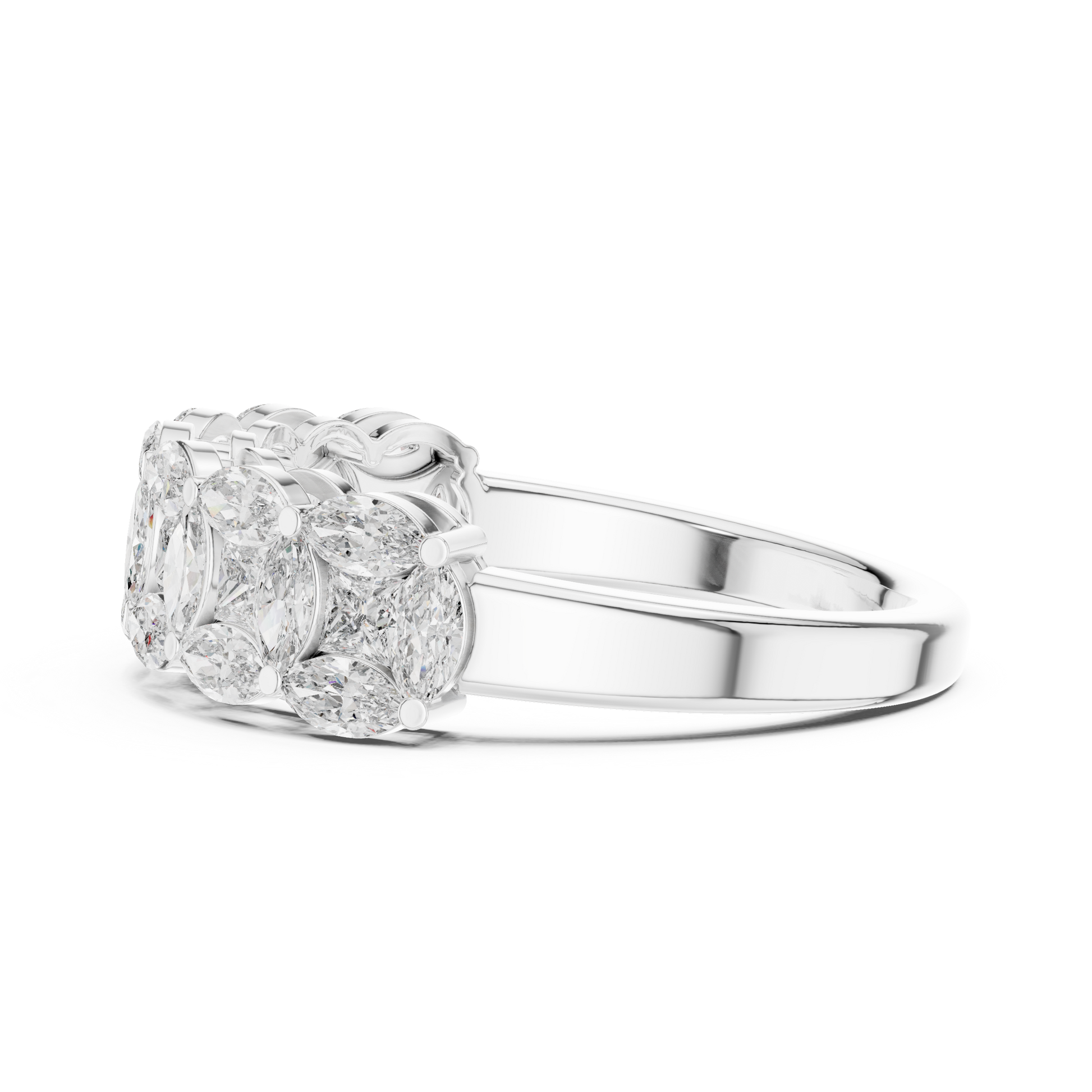 Marquise Princess Cut Lab Grown Diamond Ring in Platinum