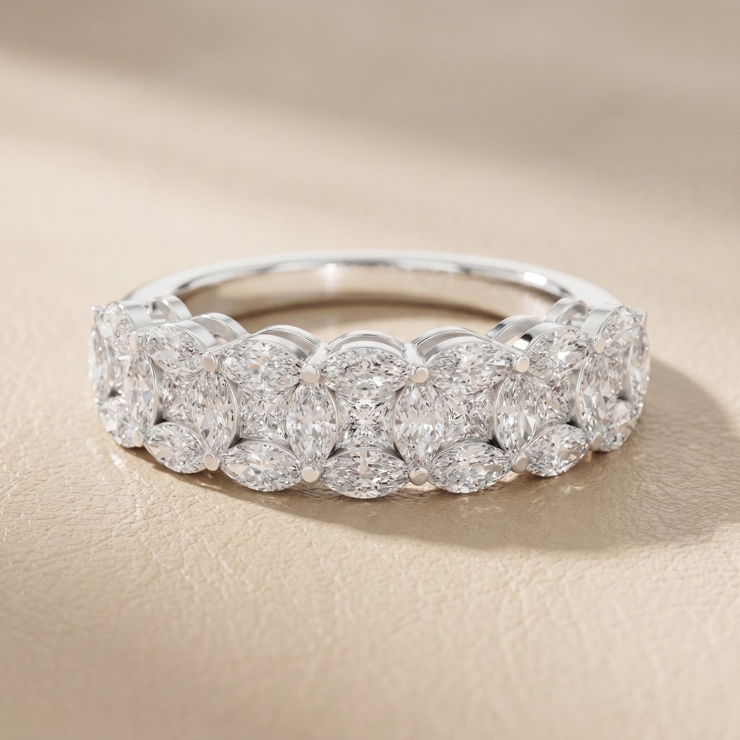 Marquise Princess Cut Lab Grown Diamond Ring in White Gold
