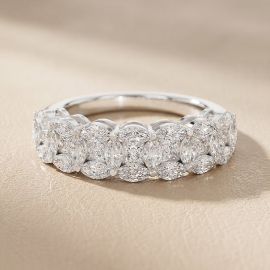 Marquise Princess Cut Lab Grown Diamond Ring in White Gold