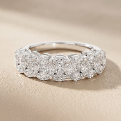 Marquise Princess Cut Lab Grown Diamond Ring in Silver