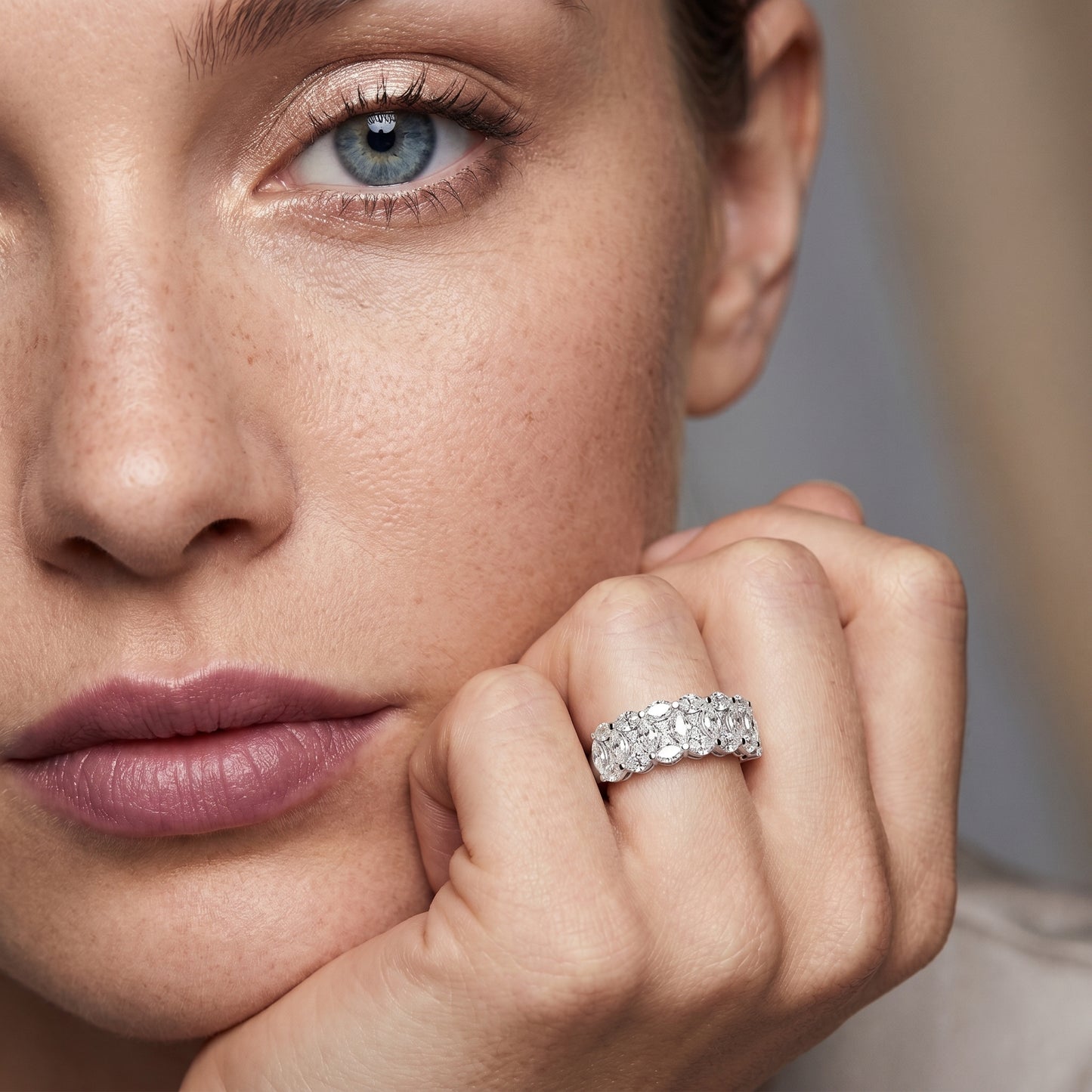 Marquise Princess Cut Lab Grown Diamond Ring in Silver
