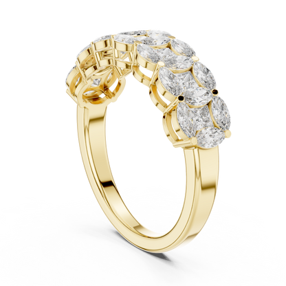 Marquise Princess Cut Lab Grown Diamond Ring in Yellow Gold