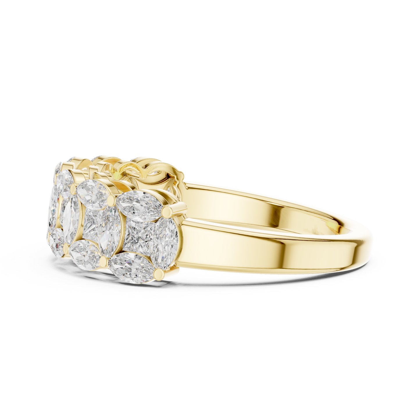 Marquise Princess Cut Lab Grown Diamond Ring in Yellow Gold