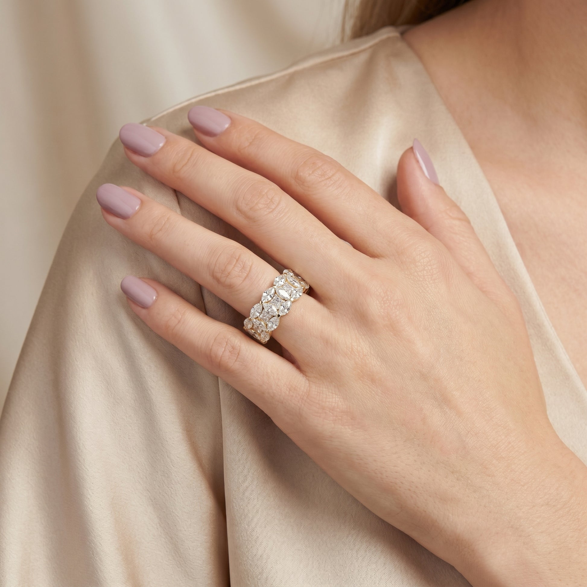 Marquise Princess Cut Lab Grown Diamond Ring in Yellow Gold